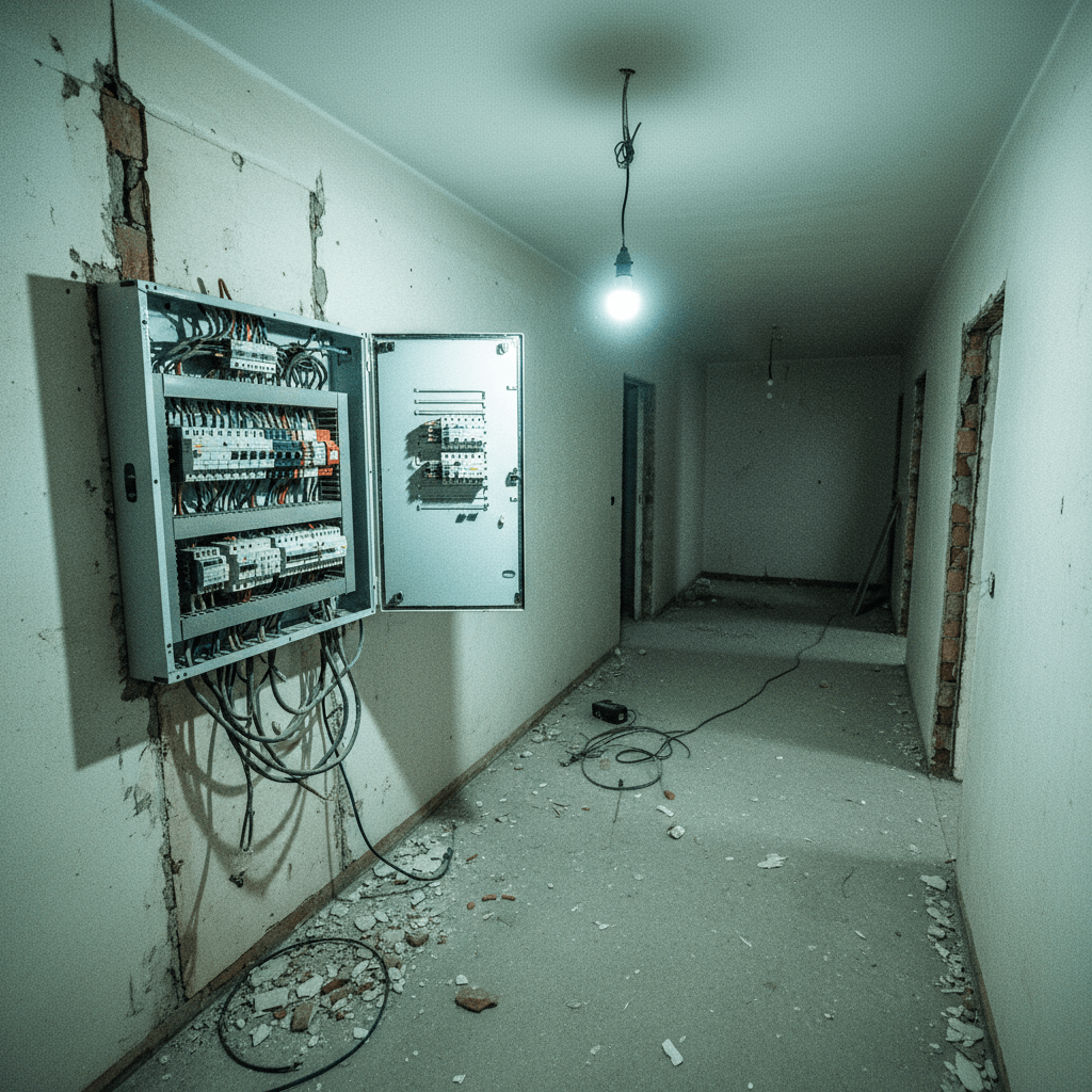 Offener Sicherungskasten mit neuen Sicherungsautomaten